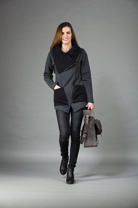 Bluza asymetryczna , bluza na zamek , kurtka asymetryczna