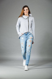 Bluza krótka asymetryczna, damska bluza