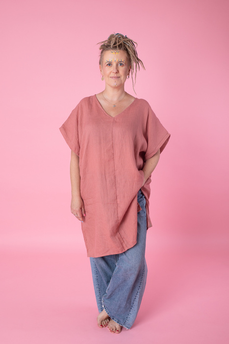 Sukienka plazowa, tunika lniana luźna.polski len, polska produkcja, polski producent, sukienka luźna z lnu