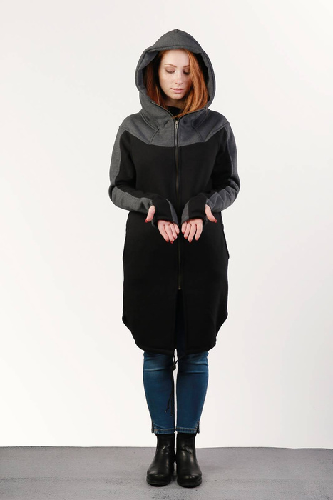 Płaszczyk bluza bawełniana z kapturem, bluza czarna