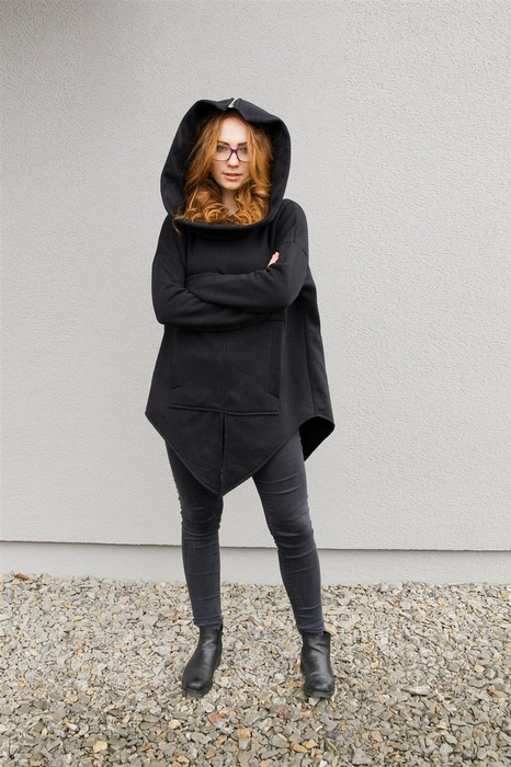 Bluza Kangur damska , bluza czarna , bluza awangarda