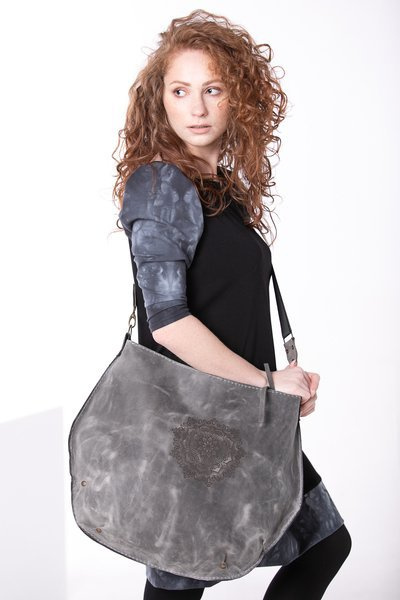 Torebka skórzana z wypalaną mandalą