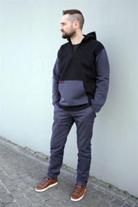 Bluza męska typu kangur, męska bluza z dużą kieszenią , czarna męska bluza z dużym kapturem