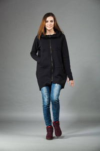 Bluza na zamek, Handmade, Ciepła bluza dłuższy tył, szerokie biodra