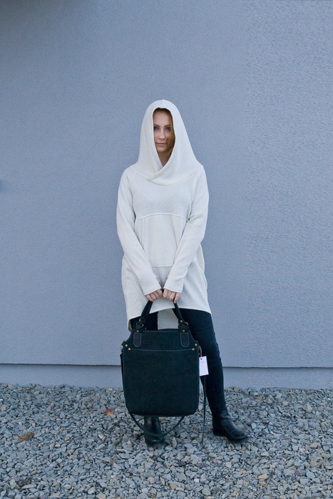 Czarna Torebka skórzana na ramię, torebka crossbody, torebka ze skóry handmade