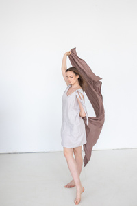 sukienka lniana regulowane ramiączka, luźna ,polski len, polski desing, lniana sukienka hand made