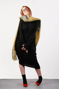 Sukienka Maxi, czarna asymetryczna, czarna luźna sukienka 