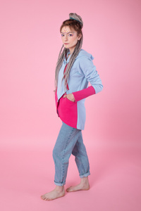 Asymetryczna bluza damska, bawełniana krótka bluza kolorowa , kurtka kolorowa