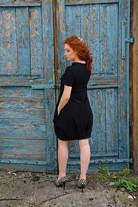 Sukienka bombka bawełniana, sukienka z kieszeniami , mała czarna