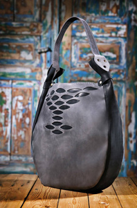 Torba skórzana, torebka na ramię , szara damska torebka 