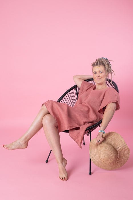 Sukienka plazowa, tunika lniana luźna.polski len, polska produkcja, polski producent, sukienka luźna z lnu