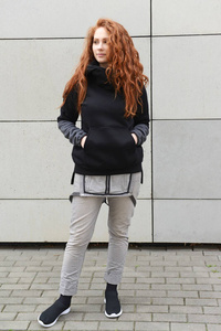 Bluza damska, kangurek czarny damski