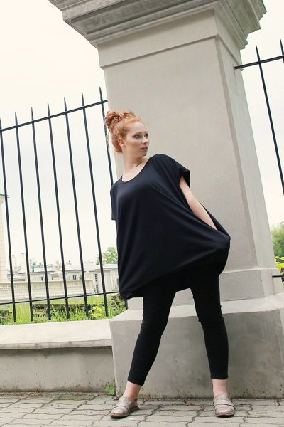 Bluzka czarna, oversize ,lużna wygodna bluza czarna, tunika czarna