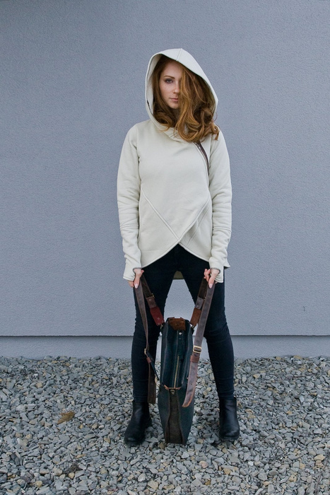 Torba skórzana, czarna duża torba skórzana, torebka aktówka, worek skórzany handmade, ręcznie robiona torba