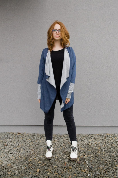Wdzianko damskie, narzutka bawełniana, kardigan asymetryczne