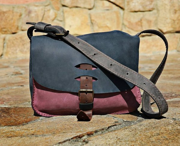 Torebka skórzana ręcznie robiona, mała listonoszka, torebka na ramię