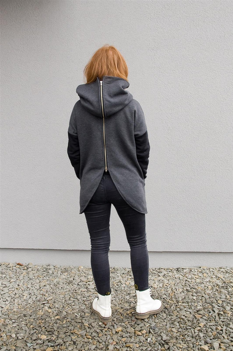 Bluza z zamkiem na tyle, kangurek z wielkim kapturem , damska bluza