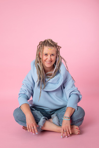 Bluza luźna wygodna z kieszeniami, oversize bluza damska , niebieska bluza damska