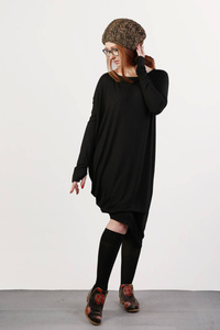 Sukienka Maxi, czarna asymetryczna, czarna luźna sukienka 