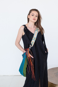 Torebka skórzana z wypalaną mandalą