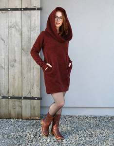 Sweter bawełniany damski, bluza bawełniana , długi sweter z kapturem 