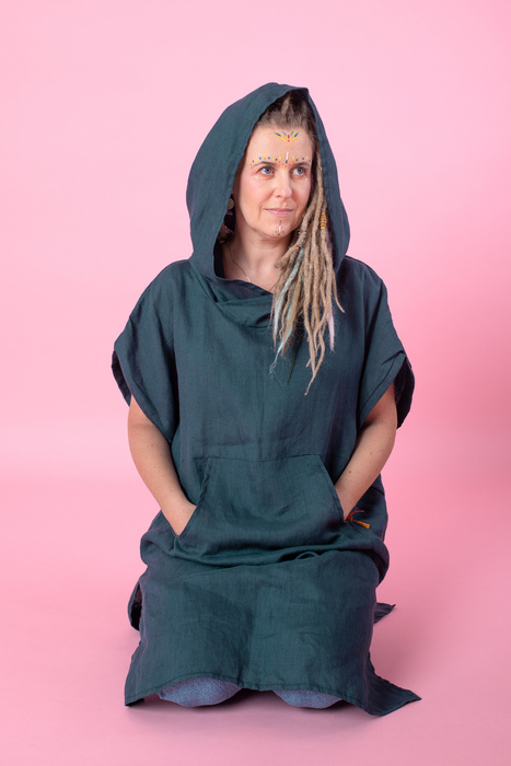 sukienka z tkaniny konopnej, 100% Hemp, sukienka letnia, tunika plażowa , polski produkt