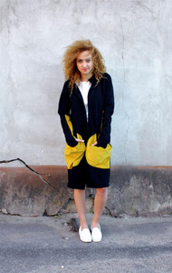 Bluza damska bawełniana , narzuta, kardigan, wdzianko z kieszeniami czarne luźne 