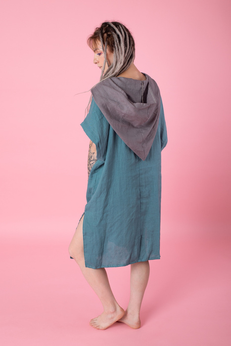 sukienka z tkaniny konopnej, 100% Hemp, sukienka letnia, tunika plażowa , polski produkt