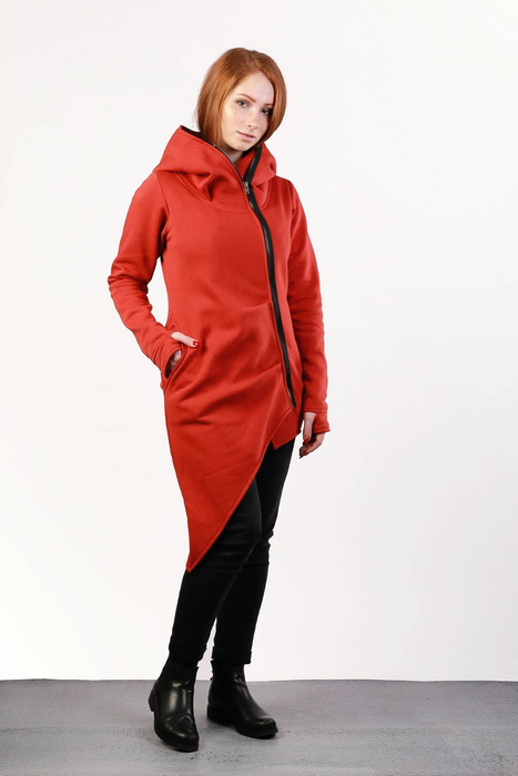 Płaszczyk asymetryczny , bluza asymetryczna pomarańczowa