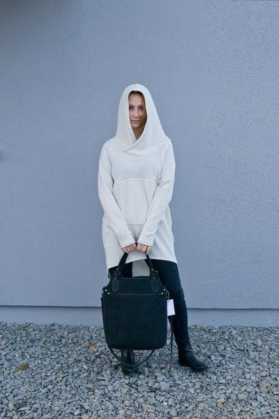 Czarna Torebka skórzana na ramię, torebka crossbody, torebka ze skóry handmade