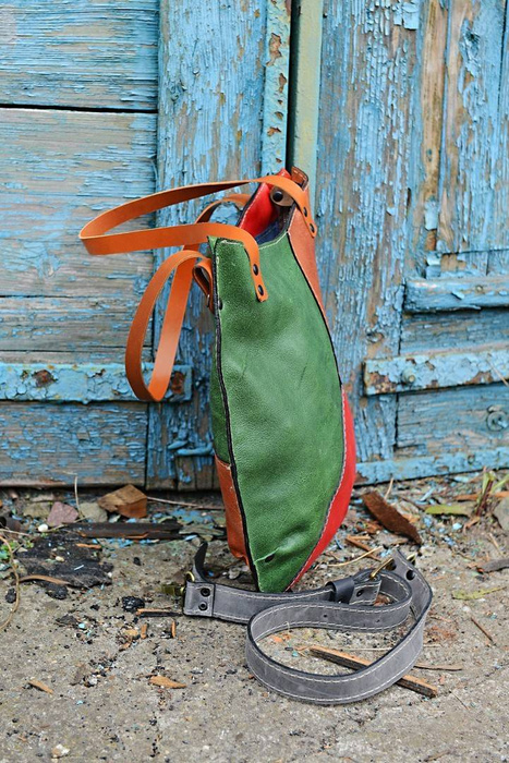 Torebka skórzana ręcznie robiona kolorowa torebka skórzana