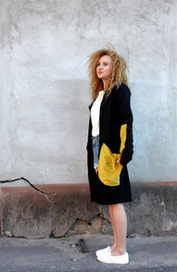 Bluza damska bawełniana , narzuta, kardigan, wdzianko z kieszeniami czarne luźne 