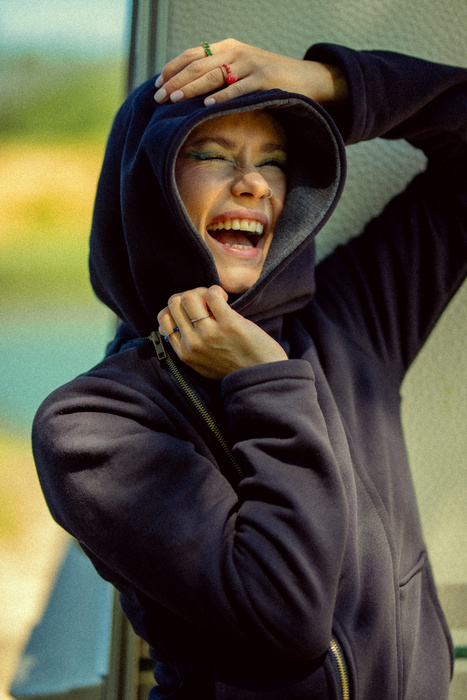 Bluza bawełniana, boho bluza z kapturem, Polska marka, kurtka ramoneska czarna bawełniana