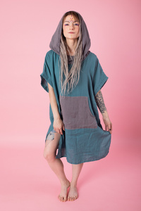 sukienka z tkaniny konopnej, 100% Hemp, sukienka letnia, tunika plażowa , polski produkt