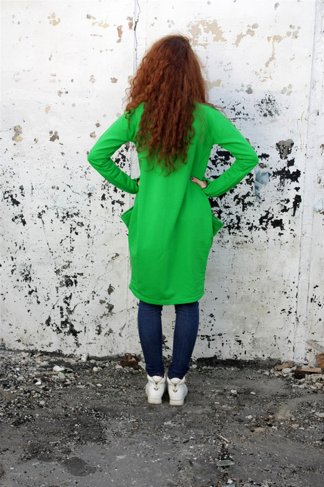Bluza damska zielona , luźne wdzianko damskie, długa bluza bawełniana, narzutka, kardigan