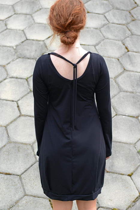 Sukienka bombka bawełniana, mała czarna lużna sukienka