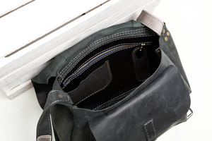 Torba skórzana, listonoszka czarna, torba duża unisex