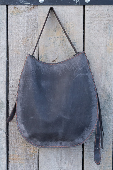 Torba skórzana szara, worek skórzany , torebka ze skóry, duża torba handmade