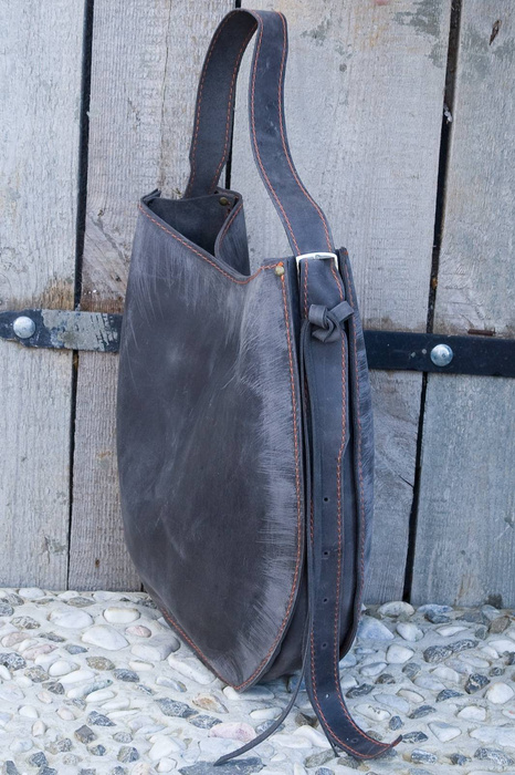 Torba skórzana szara, worek skórzany , torebka ze skóry, duża torba handmade