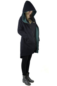 Bluza damska długa czarna, szeroka bluz luźna , Bluza Bawełniana z kapturem, Polski producent