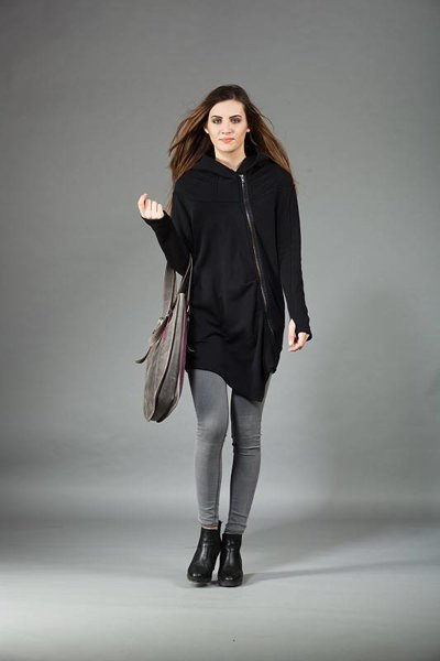 Bluza bawełniana, Bluza z kapturem czarna , Polski producent