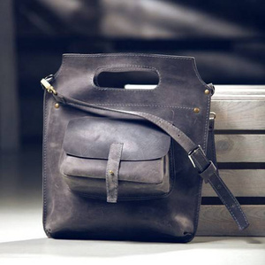 Torebka skórzana ręcznie robiona, torebka damska crossbody, torebka na ramię , szara torba 