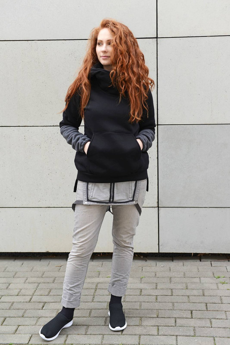 Bluza damska, kangurek czarny damski