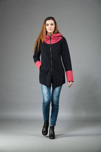 Czarna bluza na zamek, Długa bluza, Czarna bluza, Odzież Plus Size, Bluza, Bluza z długim rękawem, Manufaktura