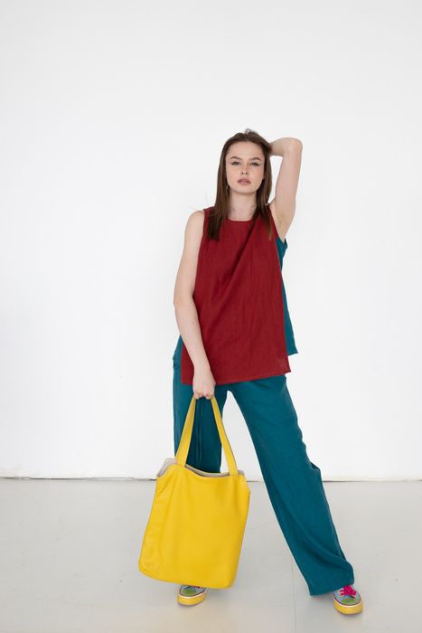 Polski projektant, Tunika koszulka lniana polski len, produkt polski, handmade