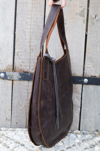 Torba skórzana, brązowa torba ze skóry, torba ręcznie robiona, torebka na ramię, worek skórzany 