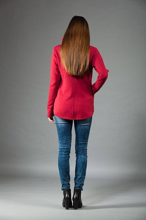 Bluza asymetryczna, Bluza damska bordowa, marynarka damska ze stójką Bluza bawełniana