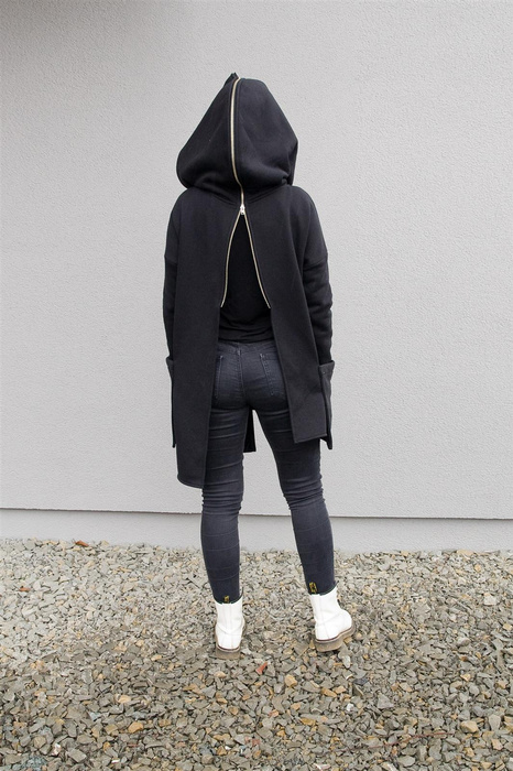 Długa Asymetryczna Bluza, asymetryczna bluza damska , czarna tunika