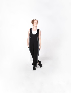 Spodnie damskie,ogrodniczki czarne, dzianinowe spodnie, szwedy  bawełniane