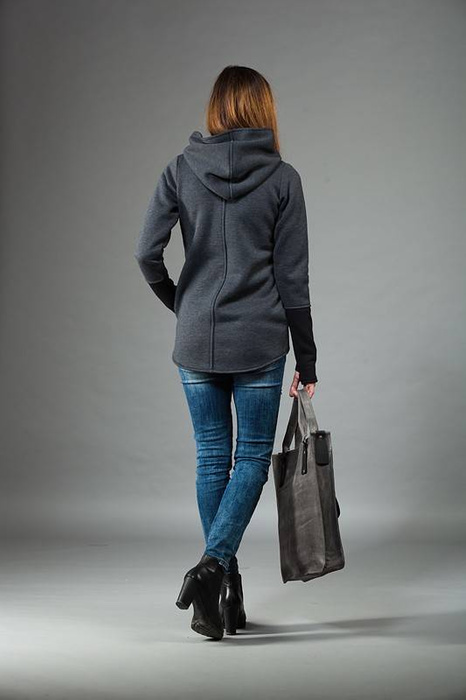 Bluza z kapturem Basa, futurystyczna odzież, asymetryczna bluza z kapturem, damska kurtka z kapturem, odzież Cyberpunk, kurtka sweterkowa,